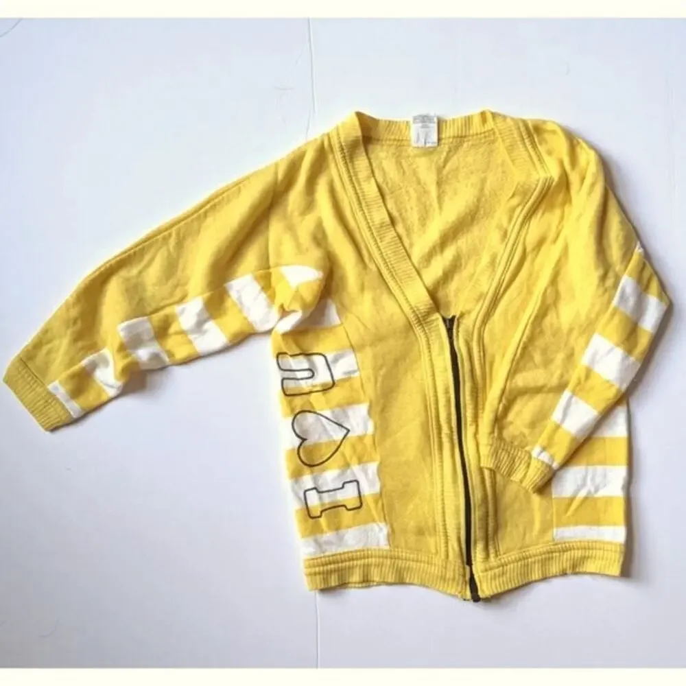 Vintage Carter’s 1980s Kids Sweater | Yellow “I ❤️ You” Cardigan | Size 4 / 4T